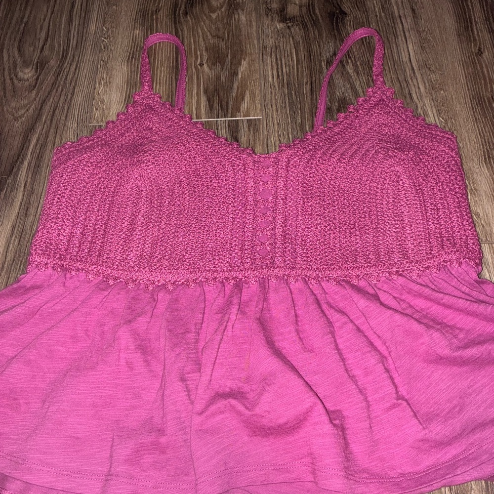 Old Navy Pink Smocked Peplum Camisole